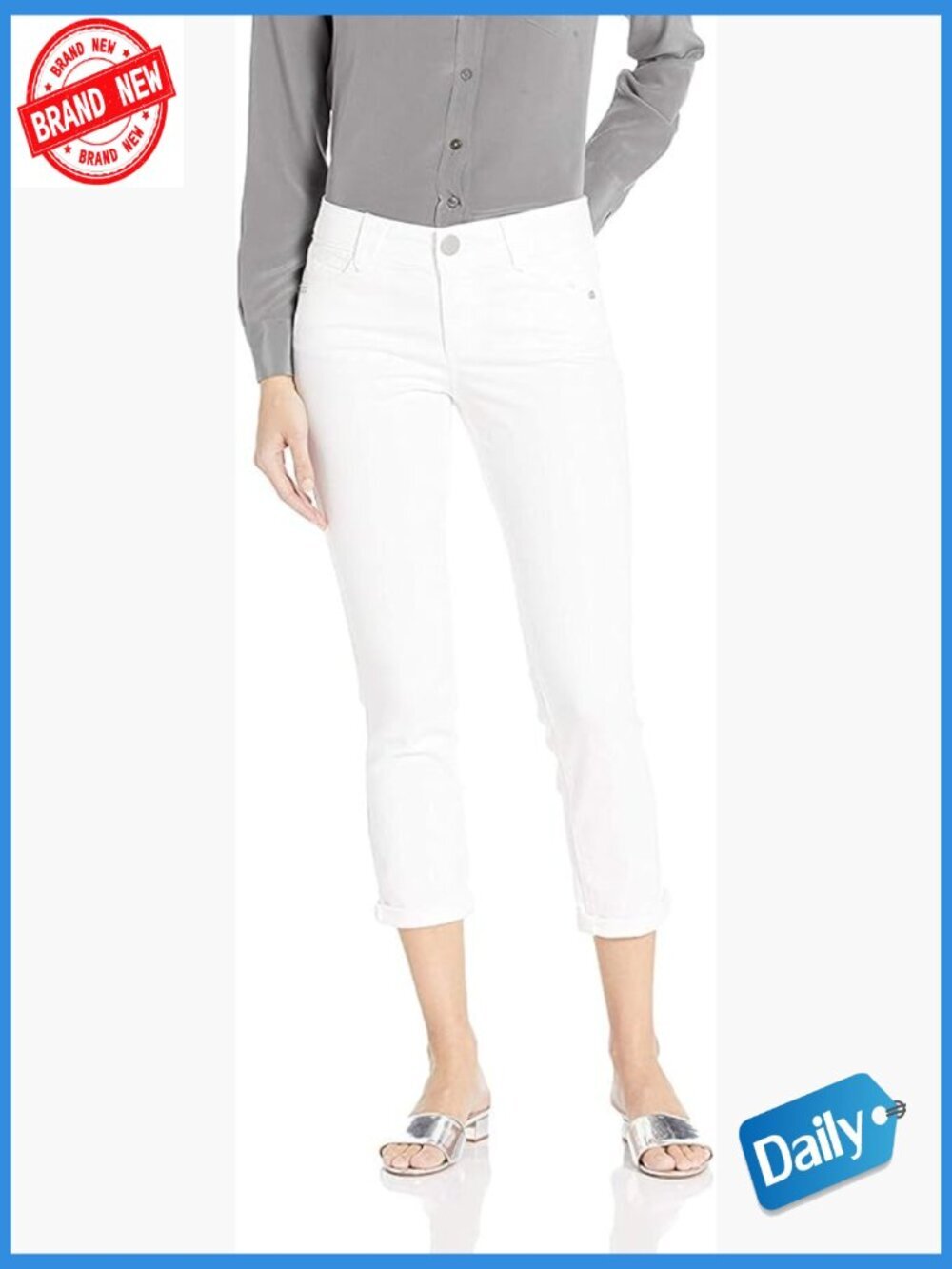 Women's Skinny Crop Jeans Mid Rise Super Stretch